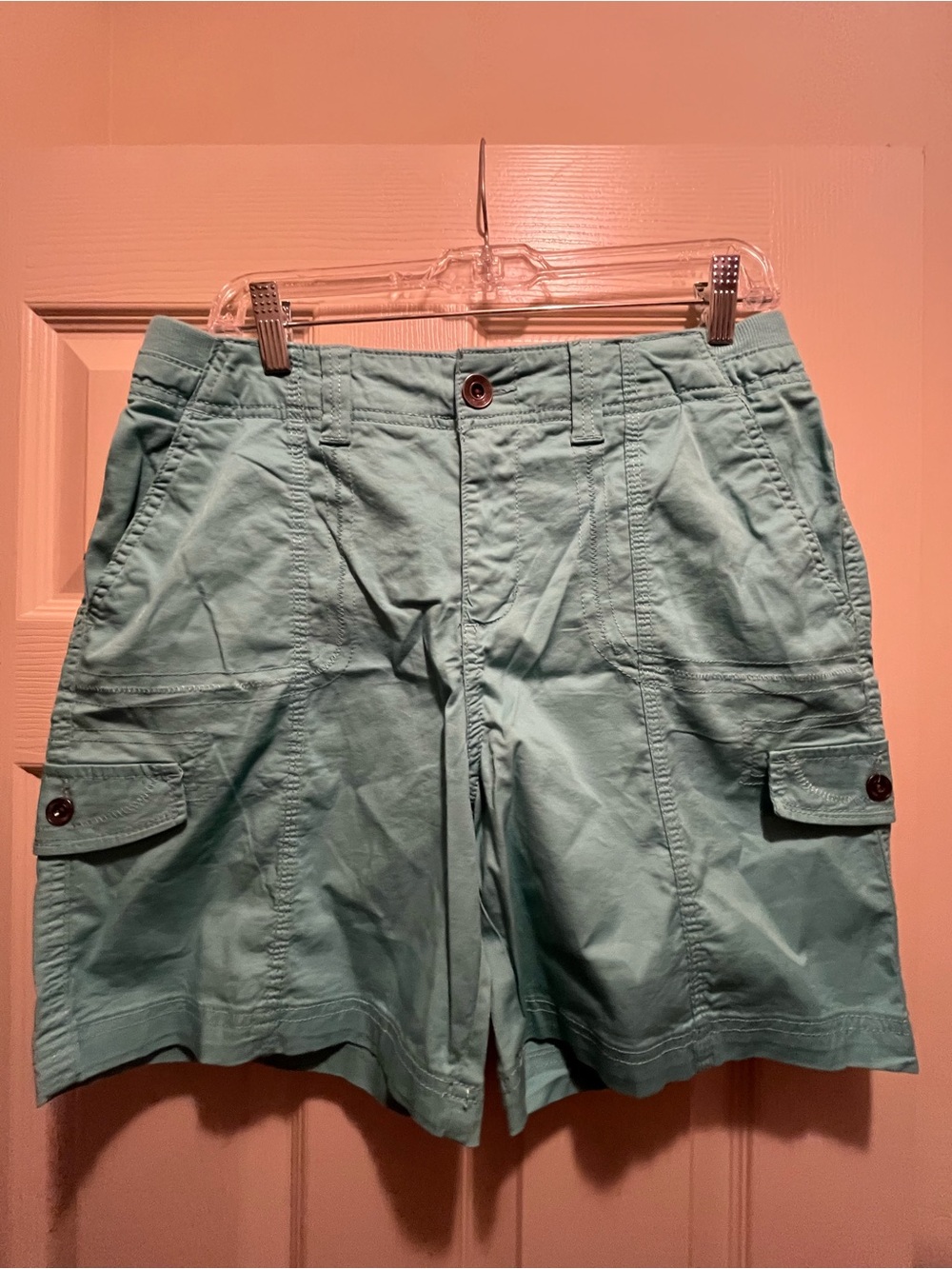 Style&Co. Women's 10 Willow Hedge Mid Rise Cargo Shorts Zip Pockets Elastic